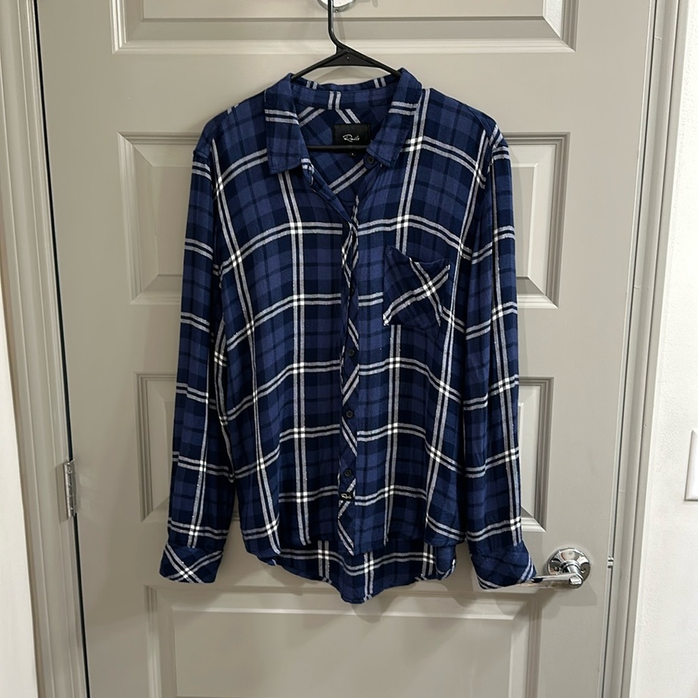 Rails plaid button down size L